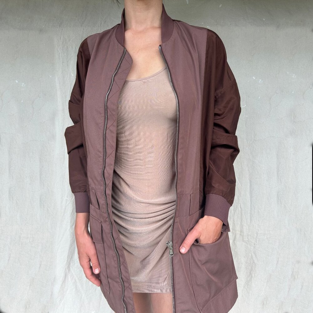 PHILLIP LIM LONG SLEEVE BROWN WINDBREAKER ANORAK SIZE MEDIUM